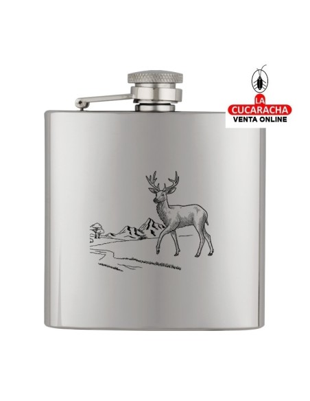 Petaca Licorera 6 oz. metálica Albainox ciervo.