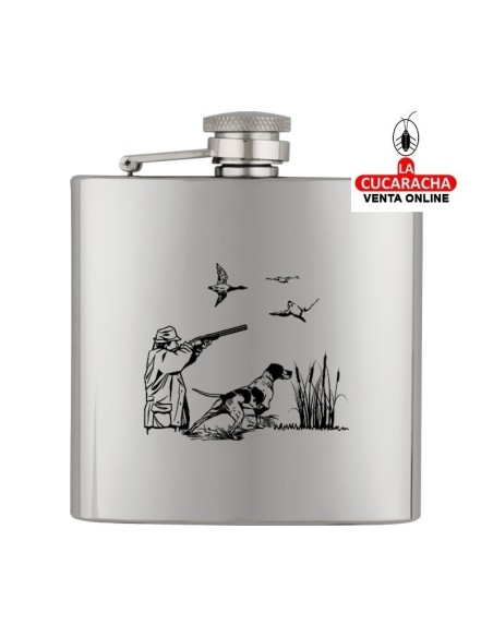 Petaca Licorera 6 oz. metálica Albainox cazador.