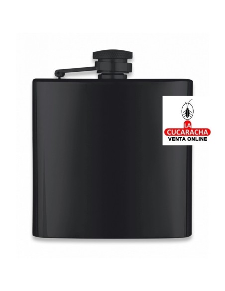 Petaca Licorera 6 oz. metálica negra Albainox.