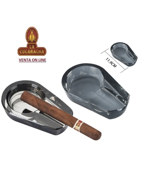 CENICERO PURO CRISTAL NEGRO DIAMETRO: 6CM.