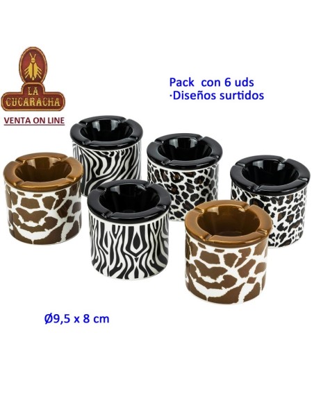 Caja 6 Ceniceros surtidos Ø9,5 x 8 cm.