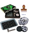 Set con pipa, grinder Ø 55 mm. bandeja y cenicero «Skull».