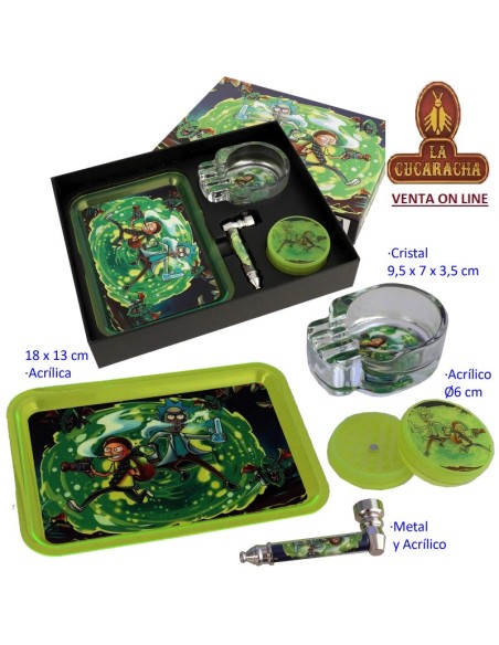 Set con pipa, grinder Ø 6 cm., cenicero y bandeja.