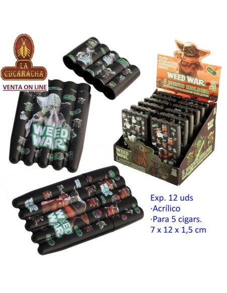 Expositor con 12 pureras guarda puros acrílicos para 5 cigarros.
