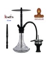 ALADIN-Cachimba-Shisha-Narguile ALU7 53CM. aluminio negro base cristal transparente.