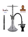 ALADIN-Cachimba-Shisha-Narguile ALU7-53CM. aluminio plata base cristal transparente.