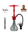 ALADIN-Cachimba-Shisha-Narguile ALU5-47CM. aluminio rojo base cristal transparente.