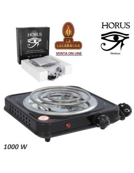 HORUS-HORNILLO CALENTADOR ELECTRICO METALICO SHISHAS 1000W NEGRO.
