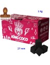 CARBON VEGETAL SHISHA CAJA 1 KG KING COCO DADOS DE 2,7x2,7x2,7 CM.