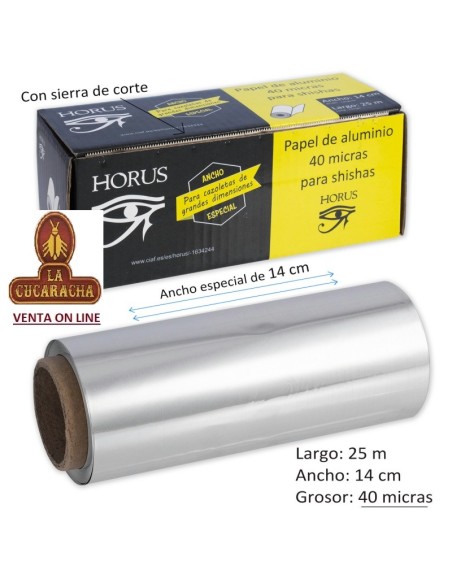 ROLLO 25M PAPEL ALUMINIO SHISHAS ANCHURA ESPECIAL 14CM.