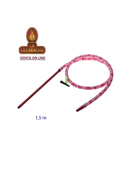 Manguera silicona shisha 1,5 m. boquilla aluminio camuflaje rosa.