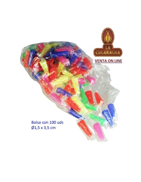 Bolsa 100 boquillas shisha acrílicas colores surtidos.