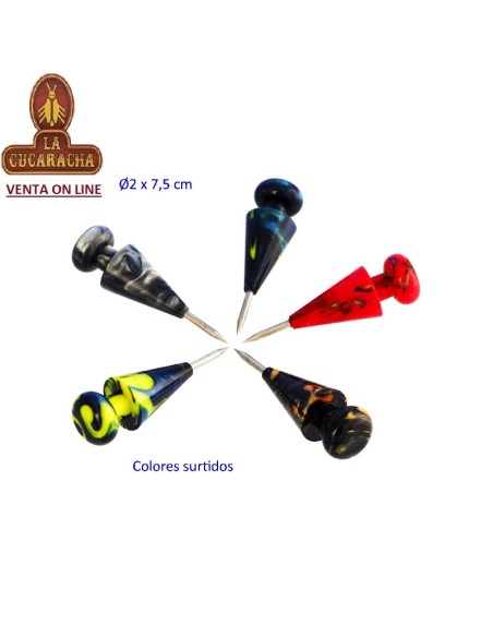 Tapón aguja shisha Ø 2 x 7,5 cm. colores surtidos.