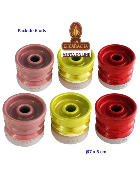 HORUS-Caja 6 cazoletas barro shisha «CUBOT» colores surtidos.