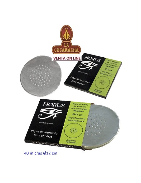 HORUS-Caja 50 hojas Ø12 cm. 40 micras papel aluminio shisha.