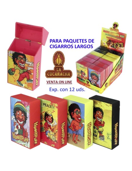 Expositor 12 tabaqueras acrílicas diseños surtidos cajetilla 100s.