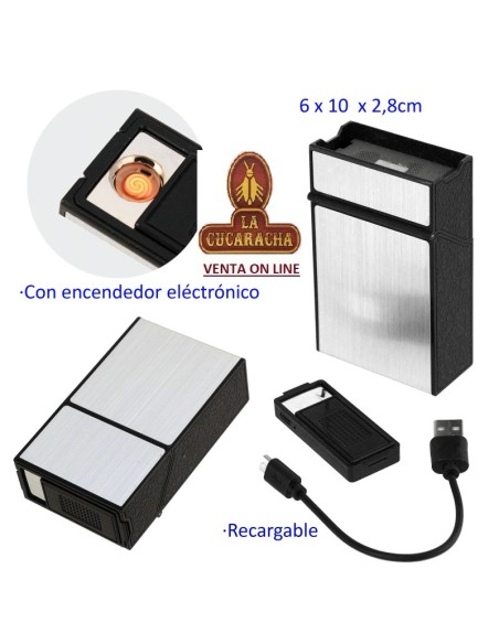 Tabaquera con encendedor electronico.