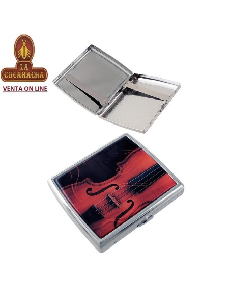 Pitillera metal diseño «Violín» para 20 cigarrillos.