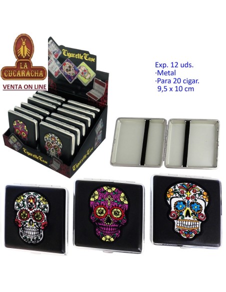 Expositor 12 PITILLERAS metal bordada en relieve PARA 20 CIGARRILLOS.