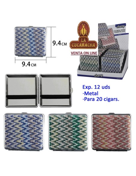 Expositor 12 pitilleras metal «Champ colourful waves» para 20 cigarrillos.