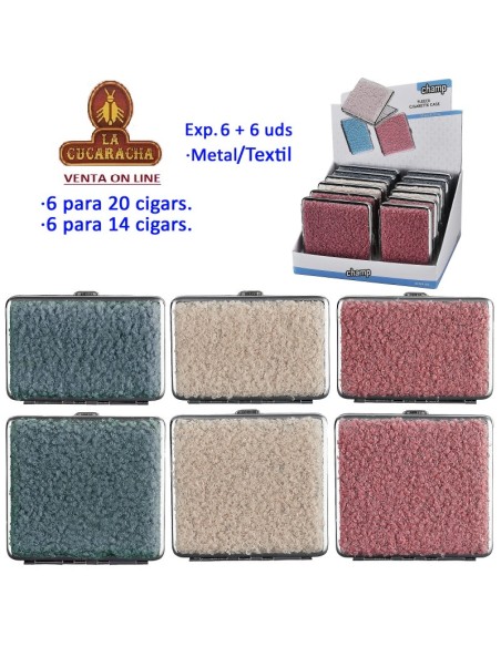 Expositor 12 pitilleras metal-textil «Champ» para 14 y 20 cigarrillos.