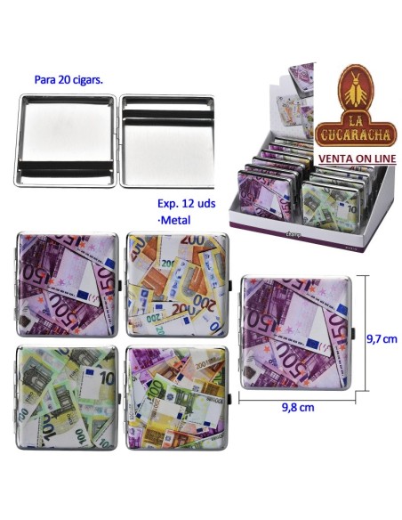 Expositor 12 pitilleras metal «Champ» euro banknotes para 20 cigarrillos.