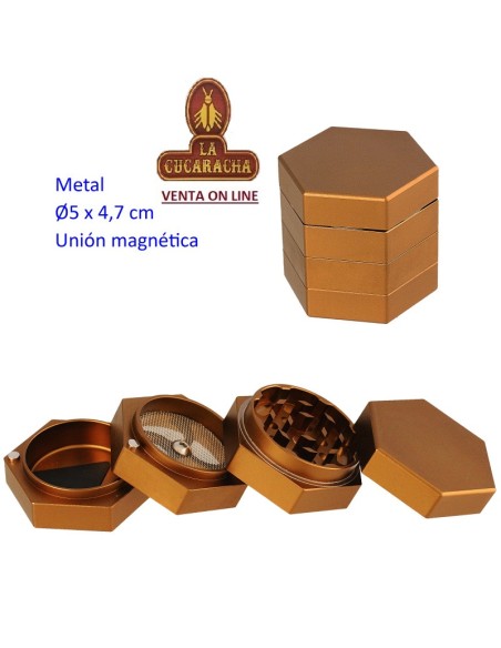 Grinder metal dorado 4 partes union magnetica 5cm.