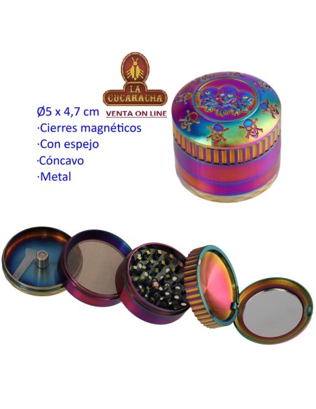 Grinder «Skull» metal concavo 4 partes union magnetica 5cm.