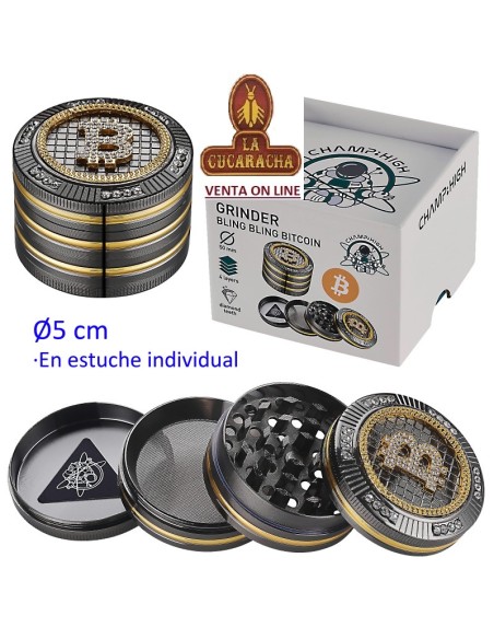 Grinder aluminio «CHAMP-HIGH Bitcoin» 5cm.
