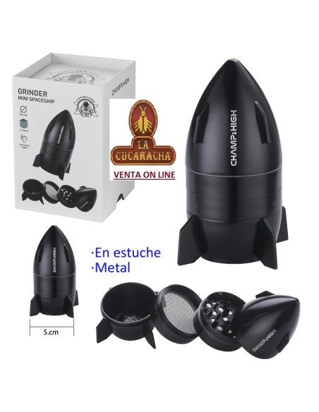 Grinder aluminio «CHAMP-HIGH Spaceship negro» 5cm.