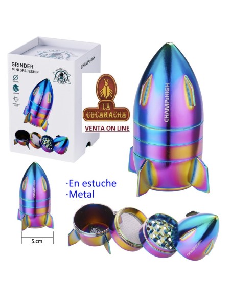 Grinder aluminio «CHAMP-HIGH Spaceship rainbow» 5cm.