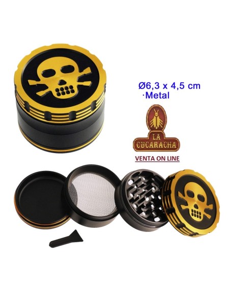 Grinder metal negro-oro 4 partes 6.3cm. 3 modelos.