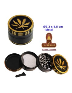 Grinder metal negro-oro 4 partes 6.3cm. 3 modelos.