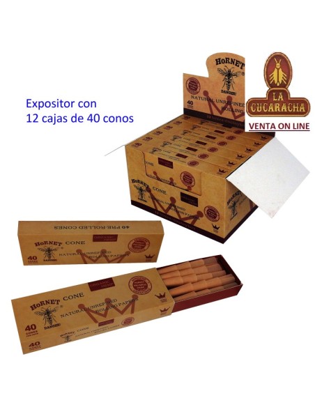 HORNET-CAJA 12 CAJITAS 40 CONOS PAPEL SIN BLANQUEAR.