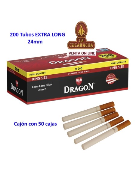 dragon-Cajón 50 Cajas 200 tubos EXTRA LONG cigarrillo vacios.