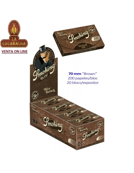 Caja 20 libritos 200 Hojas Papel Liar SMOKING BROWN 70mm.