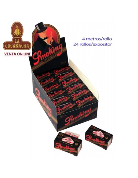 Caja 24 rollos SMOKING DELUXE 2.0 ROLLS 4 metros Papel Liar.