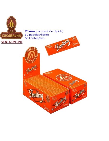 Smoking-Caja 50 libritos 60 Hojas Papel Liar 70mm. nº 8 «Orange».