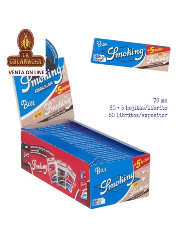 Caja 50 libritos 65 Hojas Papel Liar SMOKING BLUE 70mm. nº 8.