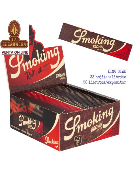 Caja 50 libritos 33 Hojas Papel Liar SMOKING BROWN 110mm.