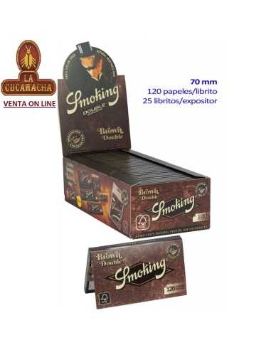 Smoking BROWN-Caja 25 libritos 120 Hojas Papel Liar 70mm. Doble ventana.