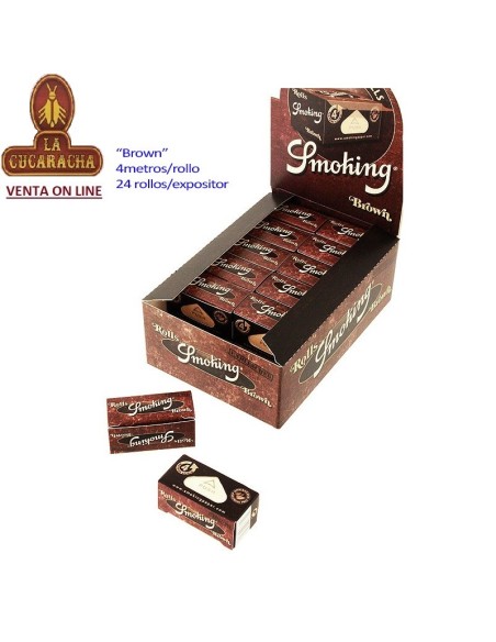 Caja 24 rollos SMOKING BROWN ROLLS 4 metros Papel Liar Roll.