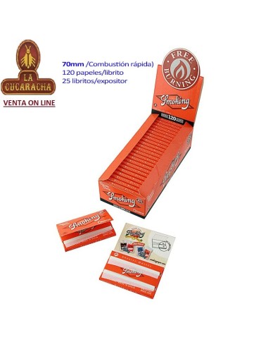 Smoking ORANGE-Caja 25 libritos 120 Hojas Papel Liar 70mm. Doble ventana.