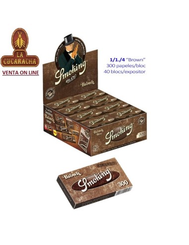 Caja 40 libritos 300 Hojas Papel Liar SMOKING BROWN 78mm.