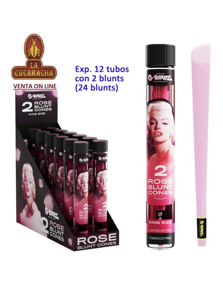 G-ROLLZ-CAJA 12 TUBOS DE 2 CONOS PAPEL ROSE BLUNTS.