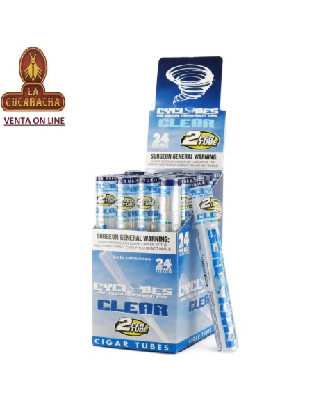 CAJA 24 TUBOS CYCLONES TRANSPARENTES.