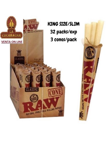 CAJA 32 PACK DE 3 CONOS RAW CLASSIC KS.