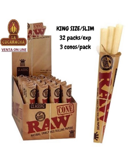 RAW-CAJA 32 PACK DE 3 CONOS CLASSIC KS.