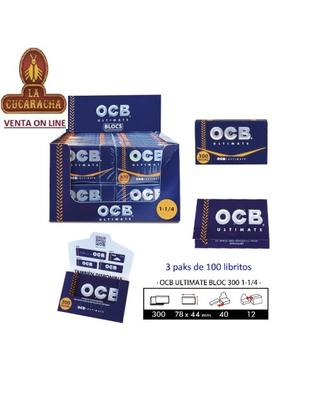Caja 40 libros 300 hojas papel liar OCB ULTIMATE 78mm.