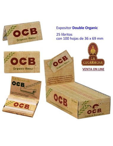 2 Cajas 25 libros 100 hojas papel liar OCB ORGANIC HEMP 70mm. doble ventana.